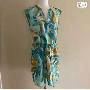 Rachel Zoe Sleeveless Linen Dress – Size XS – Tropical Abstract Print